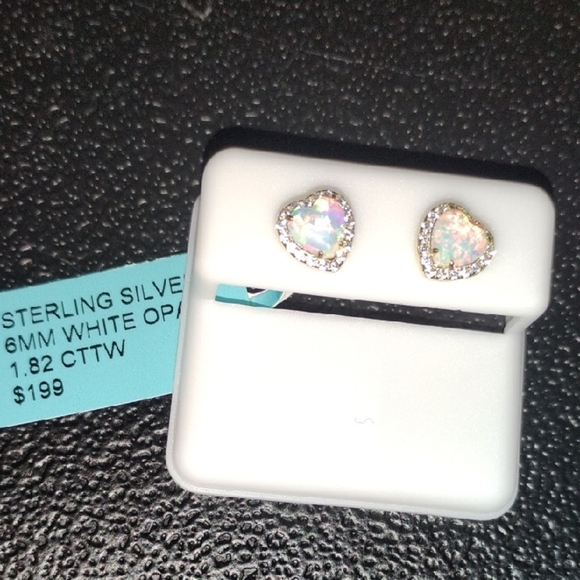 Jewelry - Sterling Silver White Opal Earrings
